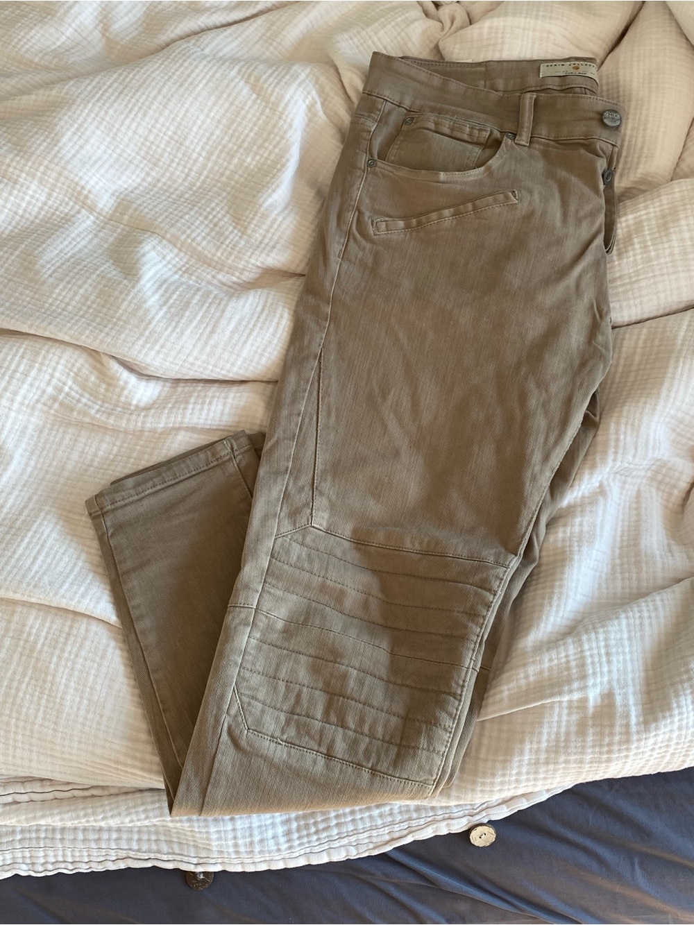 Zara Man beige straight-leg denim trousers